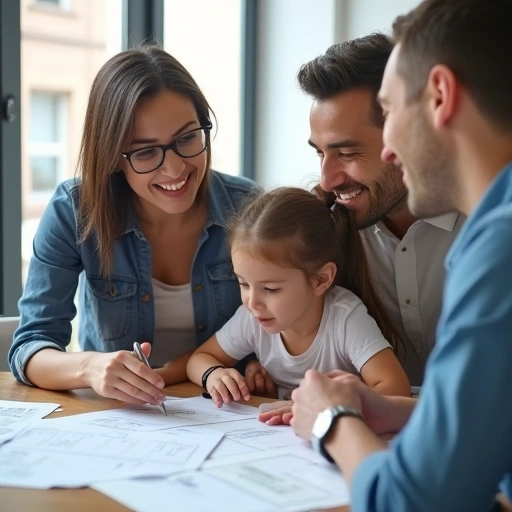 Insurance agent consulting with family